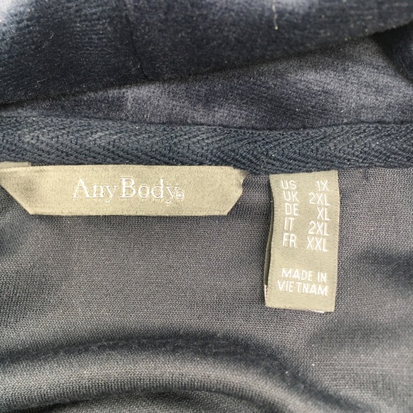 AnyBody Velour Oversized Cowl Pullover Top Navy - Picture 5 of 6